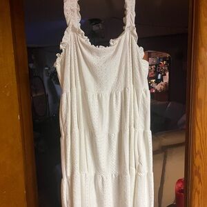 Elegant White Eyelet Midi Dress